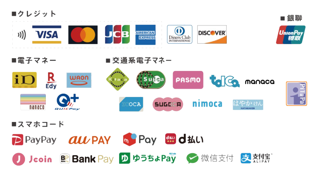 クレジットカード、電子決済対応